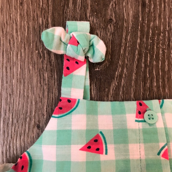 Baby toddler Jumper romper Teal checker Watermelon Sundress Dress 18 Months - Picture 3 of 4